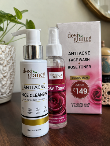 Desi Glance Anti Acne Face Wash 100ml  and Rose Toner Combo 100ml