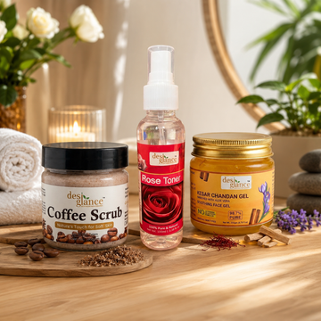 Coffee Scrub & Kesar Chandan Aloe Vera Gel  Combo Body Scrub for Soft Glowing Skin & Face Gel with Saffron & Sandalwood 100gm And 200gm