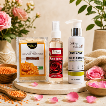 Desi Glance Anti Acne Face Wash 100ml and Masoor Pack 50g Rose Toner 100ml  Combo