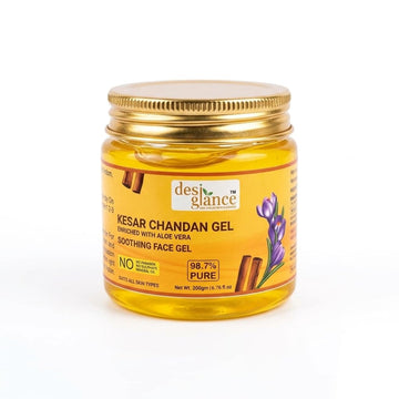 Aloe Vera Gel with Kesar Chandan Pure Aloe Vera, Kesar Chandan Gel Organic Aloe Vera Soothing Face Gel for Glowing Skin No Paraben No Sulphate 200gm