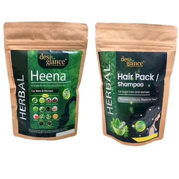 Hair Care Kit for Men & Women For Strong Shiny Thick & Healthy Hair Neem & Ayurvedic Herbal Heena & Hair Pack Shampoo Combo