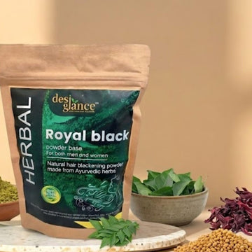 Royal Black Herbal Hair Color Powder Hair Blackening Treatment for Men and Women For Soft Shiny & Healthy Hair (120g)