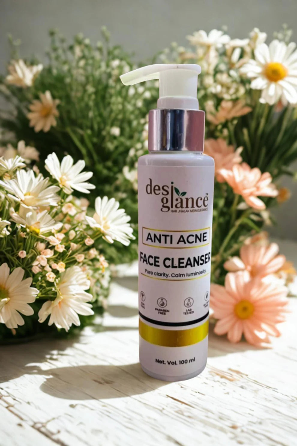Desi Glance Anti Acne Face Wash 100ml and Masoor Pack 50g Rose Toner 100ml  Combo