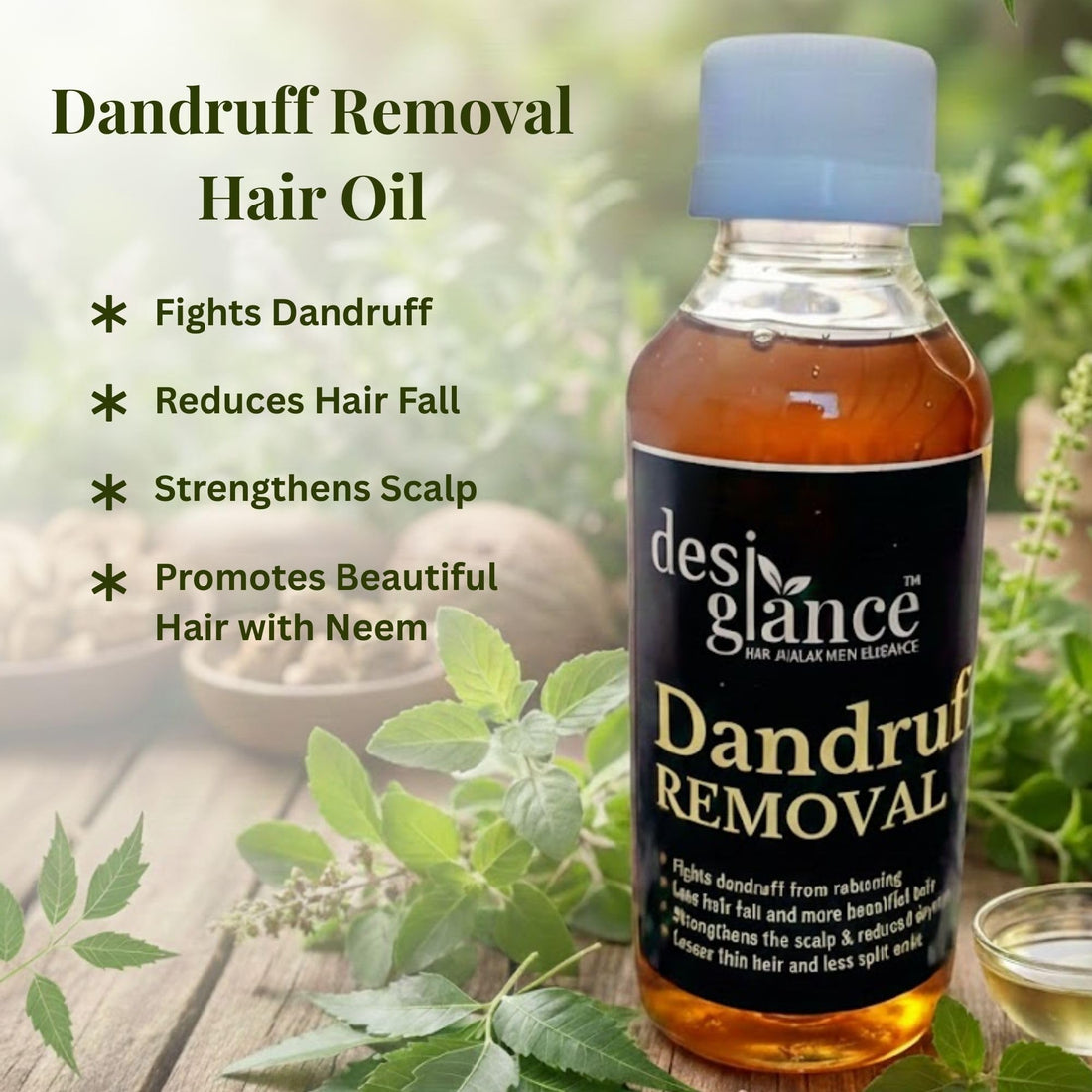 Dandruff Removal Hair Oil Fights Dandruff Reduces Hair Fall Strengthens Scalp Promotes Beautiful Hair with Neem(100ML)