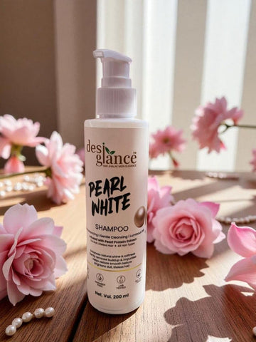 Pearl White Shampoo enriched shampoo for dull lifeless hair Gently removes buildup boosts natural shine & smooth texture (200 ml)