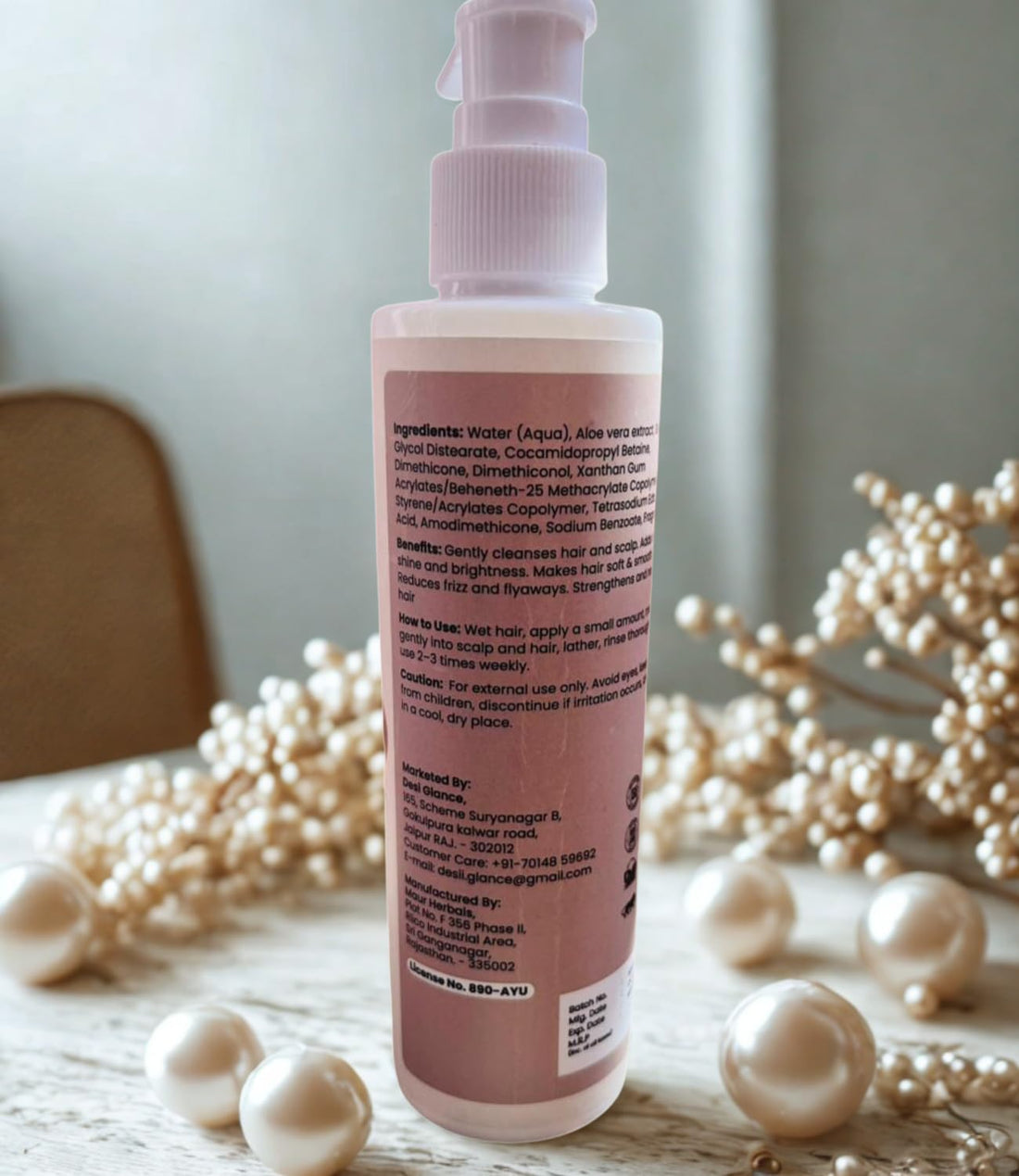 Pearl White Shampoo enriched shampoo for dull lifeless hair Gently removes buildup boosts natural shine & smooth texture (200 ml)