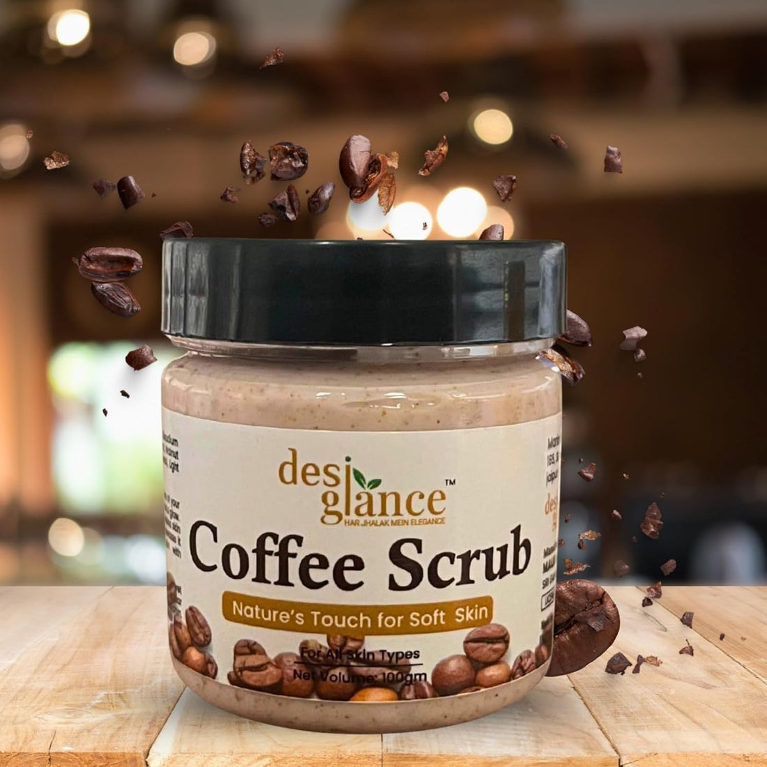 Coffee Scrub & Kesar Chandan Aloe Vera Gel Combo Body Scrub for Soft Glowing Skin & Face Gel with Saffron & Sandalwood 100gm And 200gm